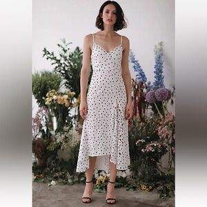 Sau Lee‎ Lucy Lace Midi Dress White Dot Size 14